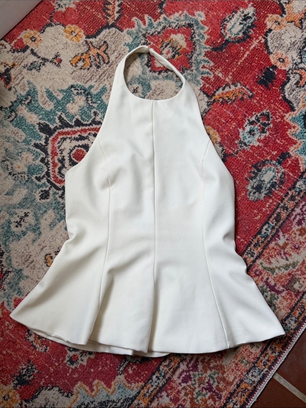 Zara Cream Halter Neck Flared Camisole